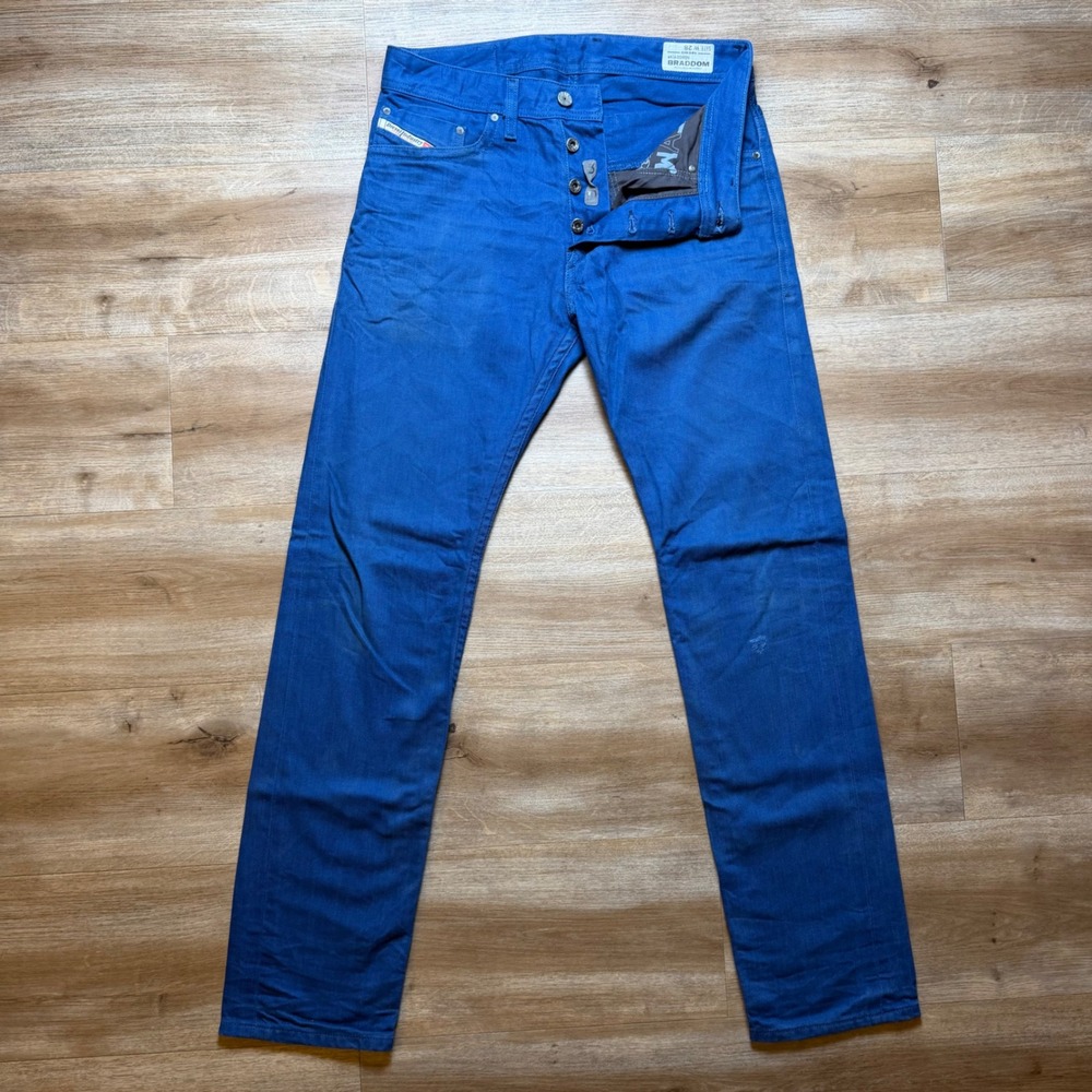 Diesel Braddom Jeans Mens 28x31 Blue Slim Carrot Fit Button Fly 3D Treated 008QU
